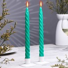 Набор свечей витых, 2,2х 25  см, лакированная 2 штуки, зелёный, подвес - фото 8445648