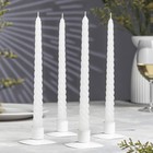 Набор свечей витых, 2,2х 25  см, лакированная 4 штуки, белый - фото 9785196
