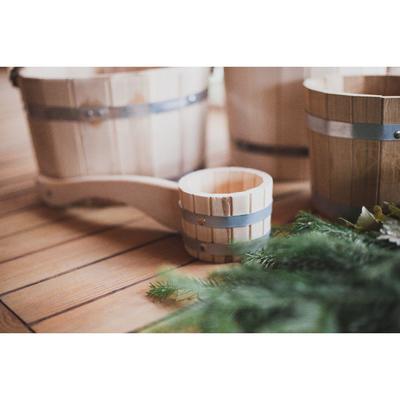 Ковш - черпак для бани и сауны, 1.5 л, липа, нержавеющий обруч, 48 см, 855 г, «Добропаровъ»