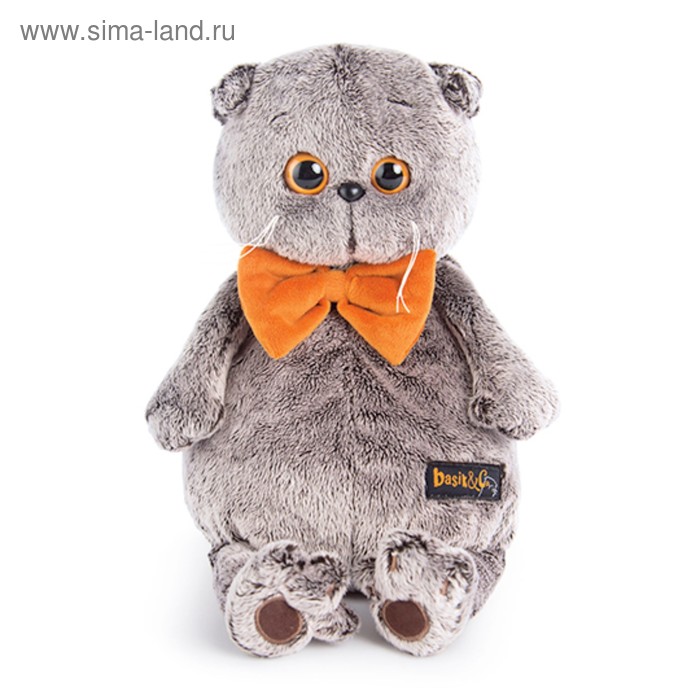 Мягкая игрушка «Басик» с рыжим бархатным бантом - Фото 1