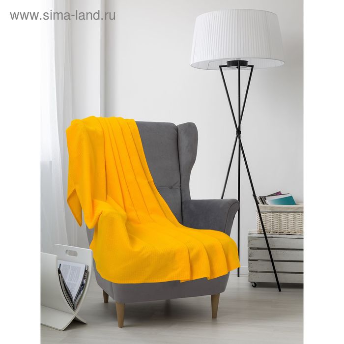 Плед вафельный, размер 150х200 см, 240 гр/м, цвет подсолнух - Фото 1