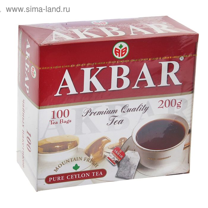 Чай черный Akbar, байховый, 100 пакетиков*2 г - Фото 1