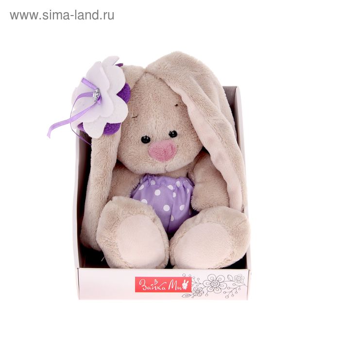 Мягкая игрушка "Зайка Ми с цветком и хрустальной пуговкой" - Фото 1