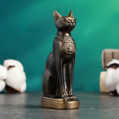 Фигурка гипс «Кошка египетская», бронза, 7×14×5 см