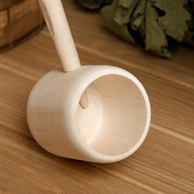 Ковш-черпак для бани точеный из липы 0.2л, 41 см, "Добропаровъ"