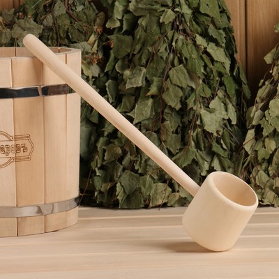 Ковш-черпак для бани точеный из липы 0.2л, 41 см, "Добропаровъ"