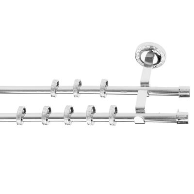 Карниз двухрядный 240 см, d=1.6 см «Фэшн», цвет глянцевое серебро