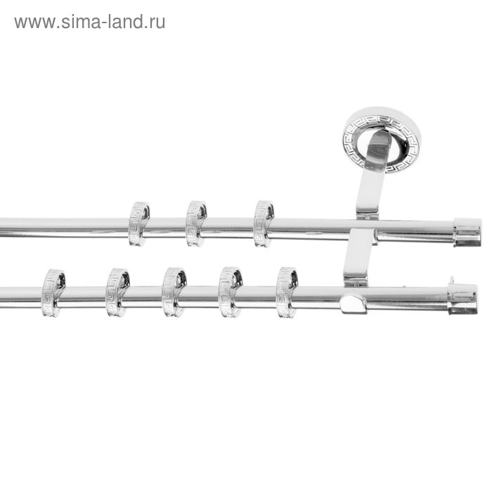Карниз двухрядный 240 см, d=1.6 см «Фэшн», цвет глянцевое серебро - Фото 1