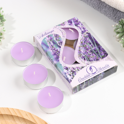 Набор свечей ароматических чайных «Лаванда», 3.8×1.6 см, 3.5 ч, 12 г, 6 шт.