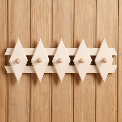 Вешалка для бани и сауны «Ромбик», липа, 45×18×9 см, 5 крючков, «Добропаровъ»