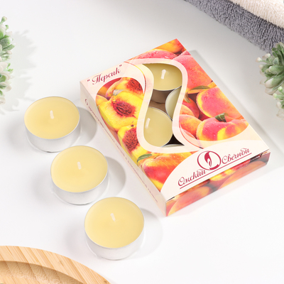 Набор свечей ароматических чайных «Персик», 3.8×1.6 см, 3.5 ч, 12 г, 6 шт.
