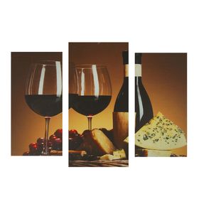 Картина модульная на подрамнике "Бокал вина" 2шт-25,5*50,5 см, 30,5*60 см, 60х100 см