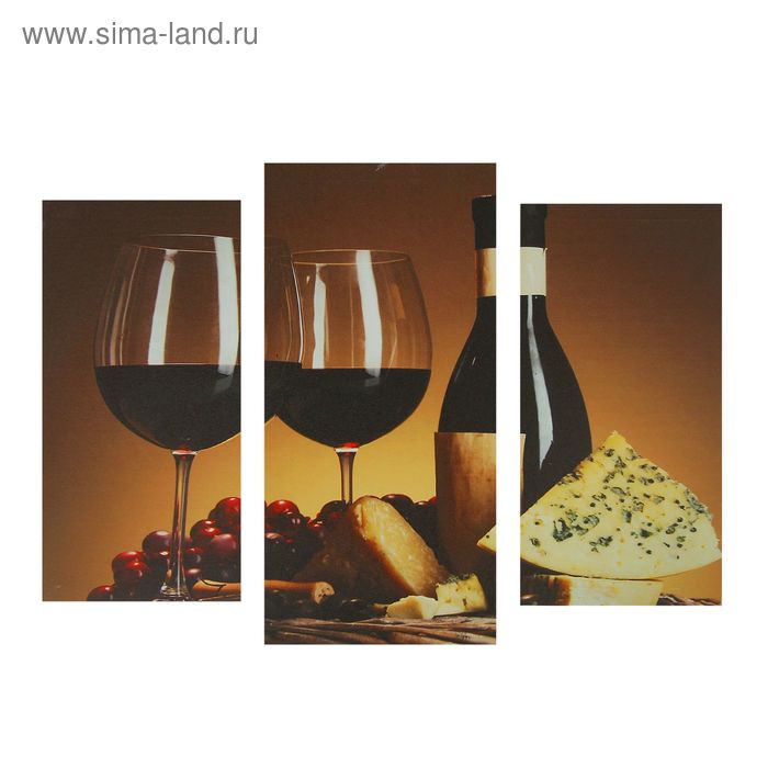 Картина модульная на подрамнике "Бокал вина" 2шт-25,5*50,5 см, 30,5*60 см, 60х100 см - Фото 1