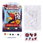 Роспись "Супергерой" по номерам красками (наб.красок 6 цветов по 3 мл + кисть + наклейки), Человек-Паук - Фото 2