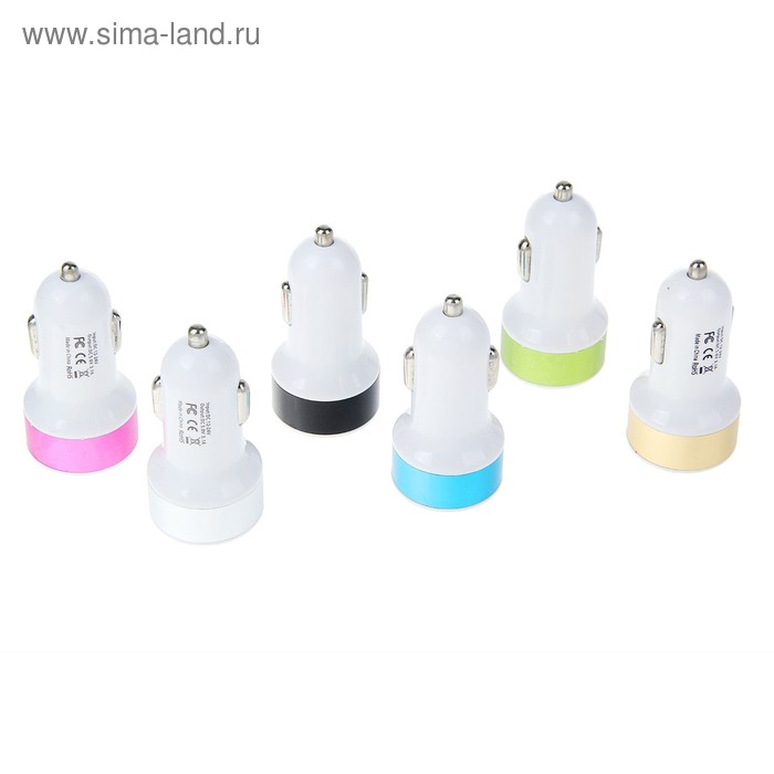 Автомобильное зарядное устройство LuazON UC-4, 2 USB, 2.1/1 А, МИКС - Фото 1