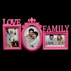 Фоторамка пластик на 3 фото "Любовь и семья" (10х15, 13х18 см) розовая 24,5х46 см - Фото 1