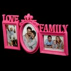 Фоторамка пластик на 3 фото "Любовь и семья" (10х15, 13х18 см) розовая 24,5х46 см - Фото 2