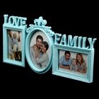 Фоторамка пластик на 3 фото "Любовь и семья" (10х15, 13х18 см) голубая 24,5х46 см - Фото 2