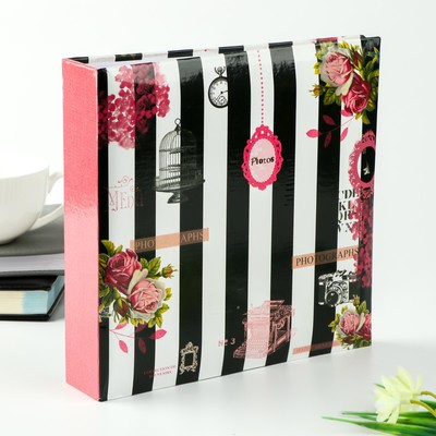 Фотоальбом на 200 фото 10х15 см "Розы на чёрно-белом" (бум.листы) 22,5х23х5 см