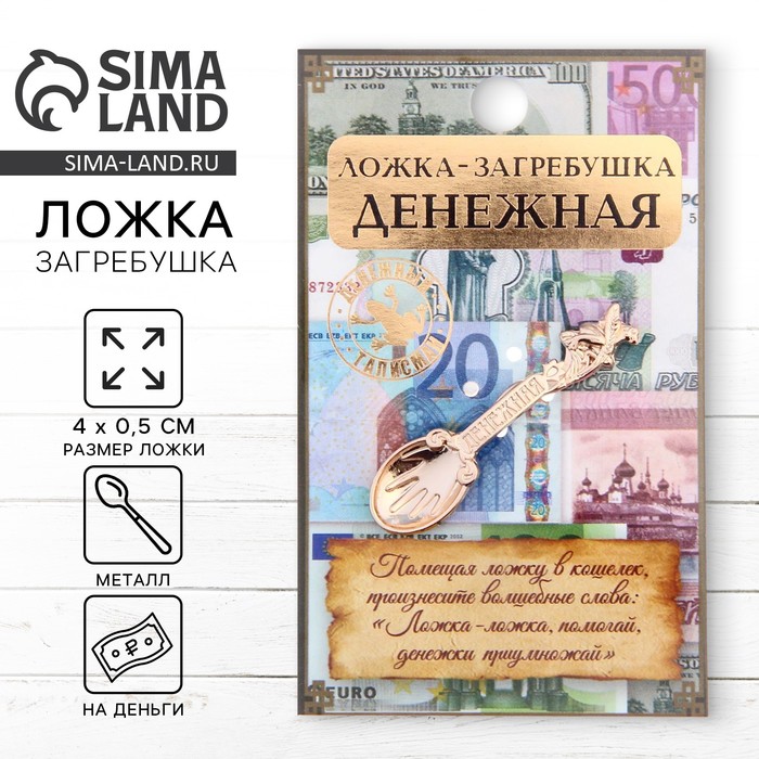 Кошельковый талисман: ложка загребушка «Денежная», 4×0.5 см - Фото 1