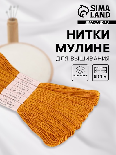Нитки мулине №976, 8±1 м, набор 6 шт., золотисто-коричневый