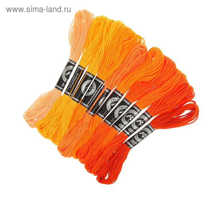 Набор ниток мулине "Спектр оранжевый", 10шт, 8±1м, цвет бежевый/жёлтый/оранжевый - Фото 1
