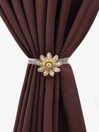 Подхват для штор «Ромашка», d=6 см, цвет бежевый, золотой - Фото 1