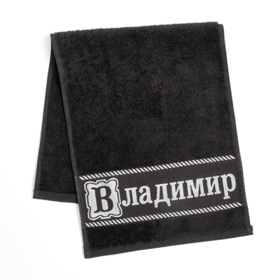 Полотенце именное махровое "Владимир" 30х70 см 100% хлопок, 370гр/м2