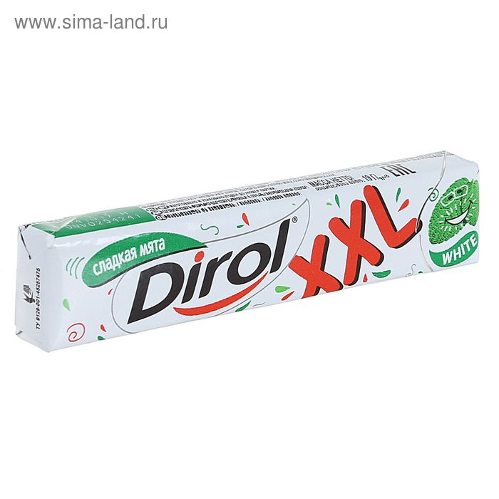 Жевательная резинка Dirol xxl Сладкая мята обеливающая, 19г. - Фото 1