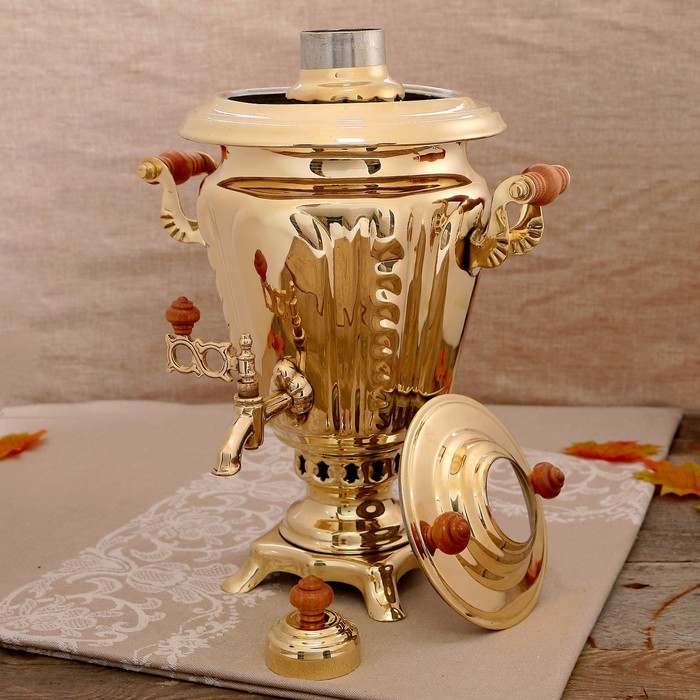 Самовар «Золото», рюмка, 2,5 л, жаровой, труба входит в комплектацию - фото 1906805704