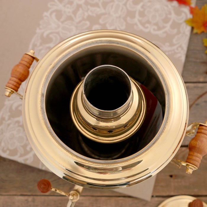 Самовар «Золото», рюмка, 2,5 л, жаровой, труба входит в комплектацию - фото 1886187193