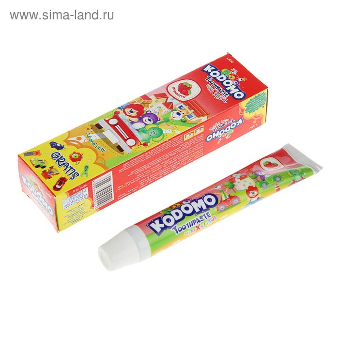 Зубная паста детская Kodomo "Strawberry" 45г+игрушка - Фото 1