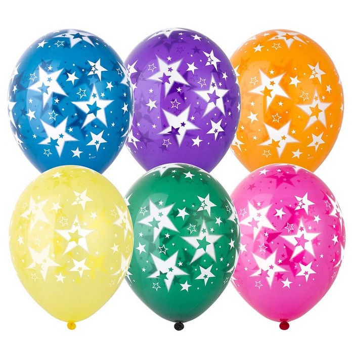 Воздушные шары латексные 14" «Звёзды большие», 25 шт., кристалл, МИКС - Фото 1