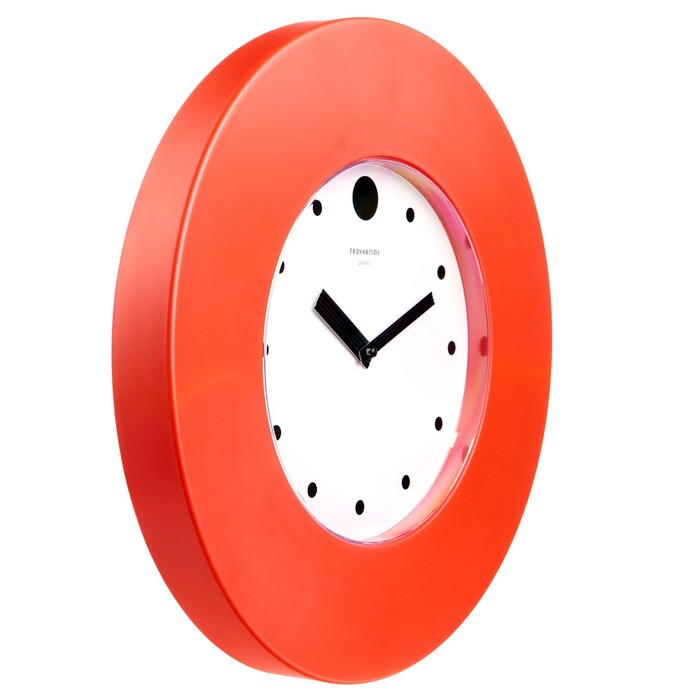 Часы настенные круглые "Классика", широкий красный обод, 37х37 см