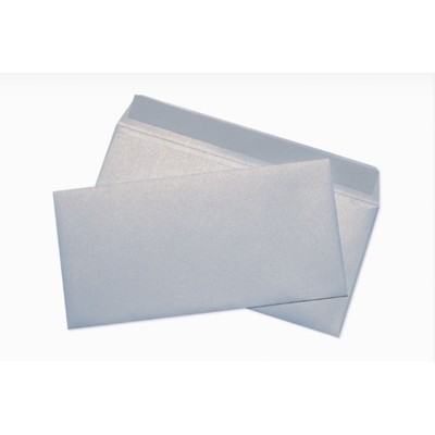 Набор конвертов E65 110 х 220 мм, дизайнерская бумага COCKTAIL, отрывная лента, 120г/м, металлик белое золото, 5 штук