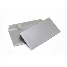 Набор конвертов E65 110 х 220 мм, дизайнерская бумага COCKTAIL, отрывная лента, 120г/м, металлик серебро, 5 штук