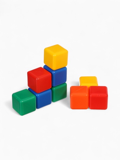 Кубики детские, пластиковые, цветные, 9 штук, 4×4 см