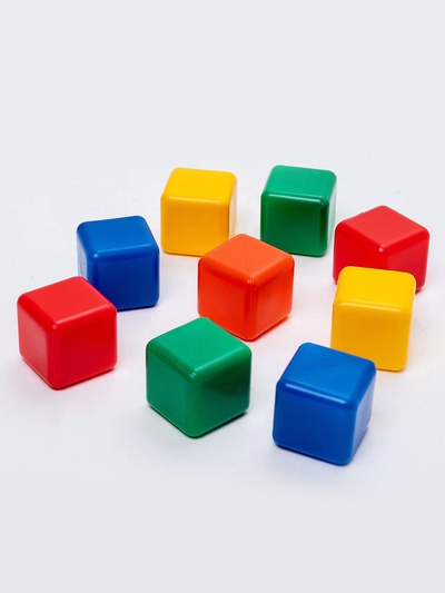 Кубики детские, пластиковые, цветные, 9 штук, 4×4 см
