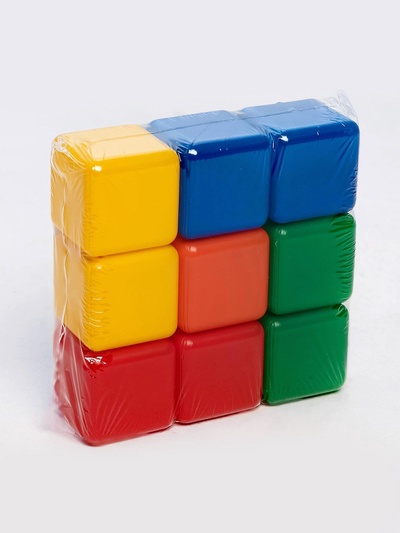 Кубики детские, пластиковые, цветные, 9 штук, 4×4 см