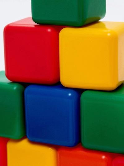 Кубики детские, пластиковые, цветные, 9 штук, 4×4 см