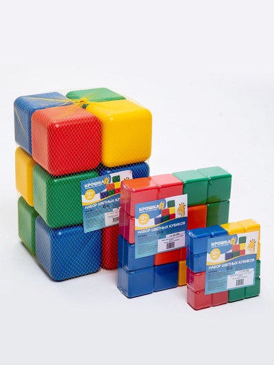 Кубики детские, пластиковые, цветные, 9 штук, 4×4 см