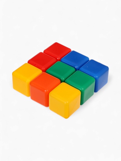 Кубики детские, пластиковые, цветные, 9 штук, 4×4 см