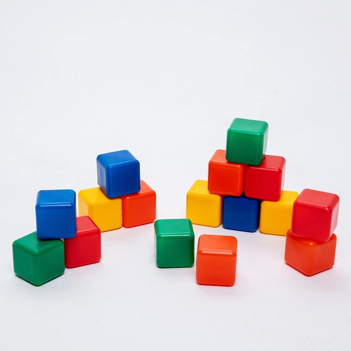 Набор цветных кубиков, 16 штук, 4 × 4 см - фото 1905356379