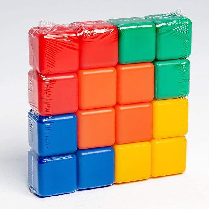 Набор цветных кубиков, 16 штук, 4 × 4 см - фото 1905356381