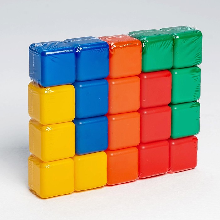 Набор цветных кубиков, 20 штук, 4 × 4 см - фото 1899482657