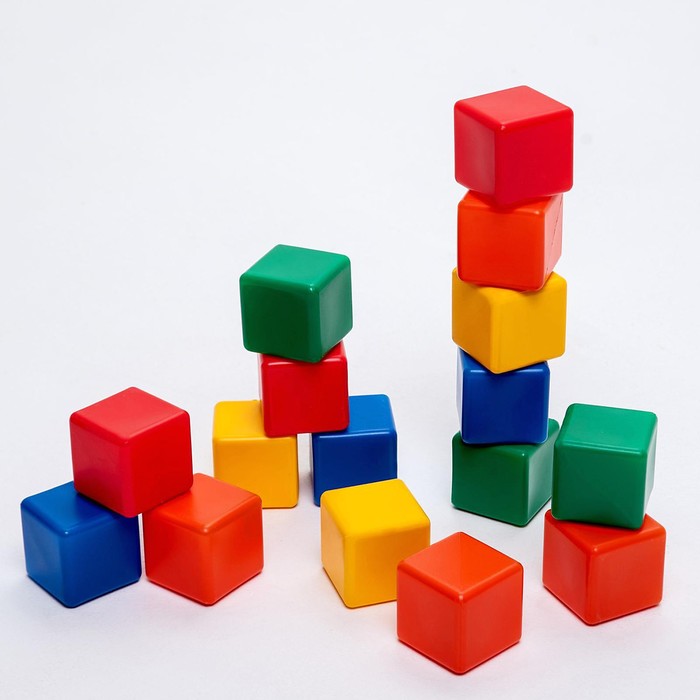 Набор цветных кубиков,16 штук 6 × 6 см - Фото 1