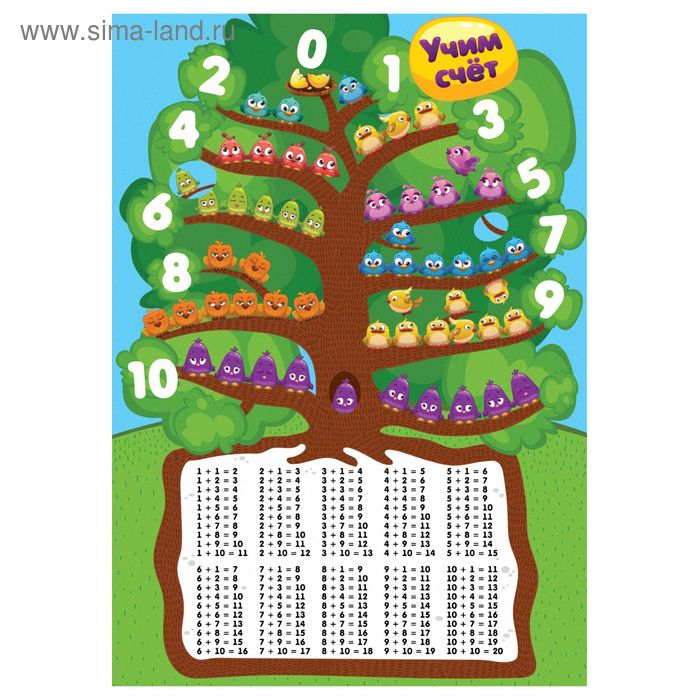 Плакат обучающий А4 "Учим счет" - Фото 1