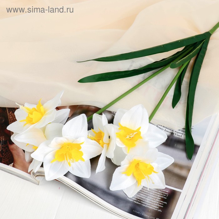 Цветы искусственные "Нарцисс" 60 см, белый - Фото 1