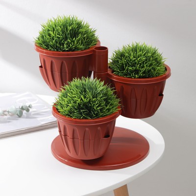 Кашпо для цветов многоярусное «Каскад», 3 шт, 700 мл, цвет терракотовый