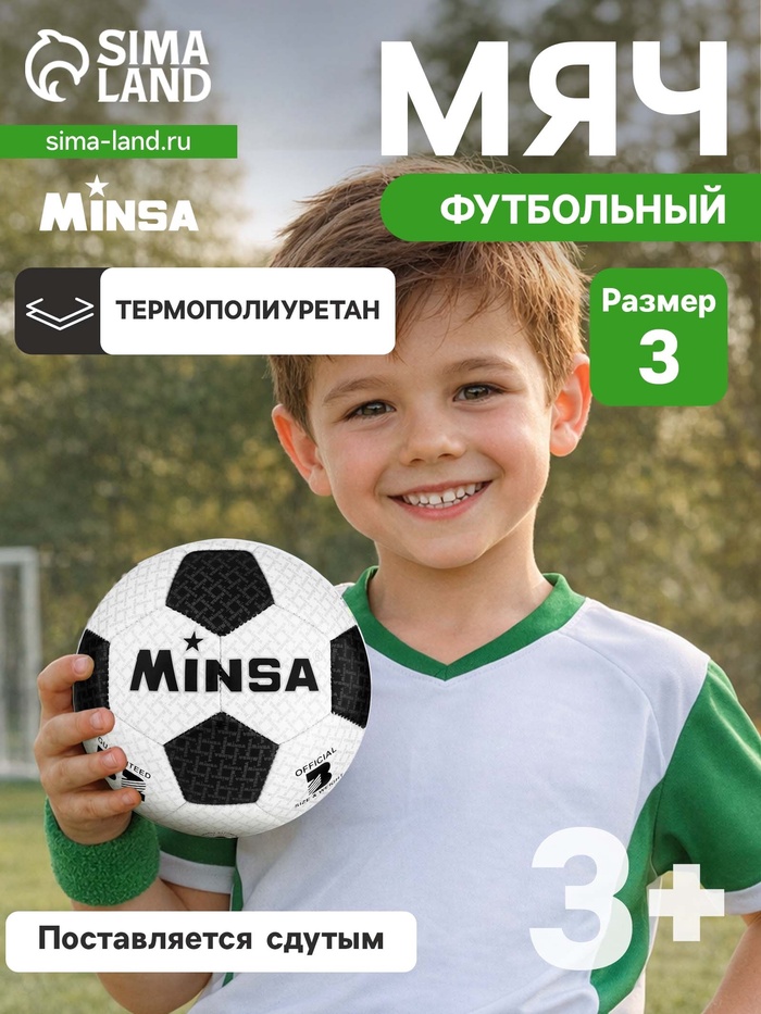 Футбольный мяч MINSA, машинная сшивка, 32 панели, размер 3, TPU - Фото 1